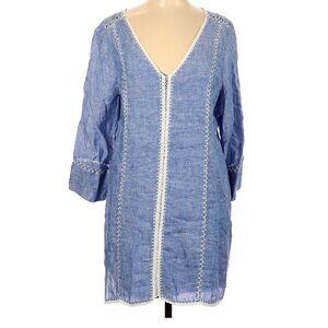 New dress. Joie Casual 100% Cotton Dress denim blue with embroidered trim Size L